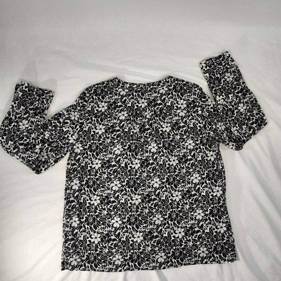 LIZ CLAIBORNE Flower Print Shirt Size L Black/White Color 100% Cotton Exc. Cond! - Picture 10 of 16